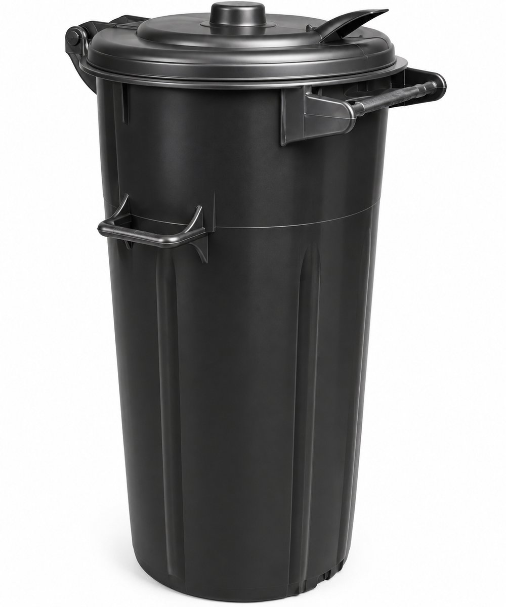 Buitenprullenbak - 100 liter - Afvalbak buiten - Afvalton met vaste deksel - Vuilnisbak - Afvalemmer - Zwart