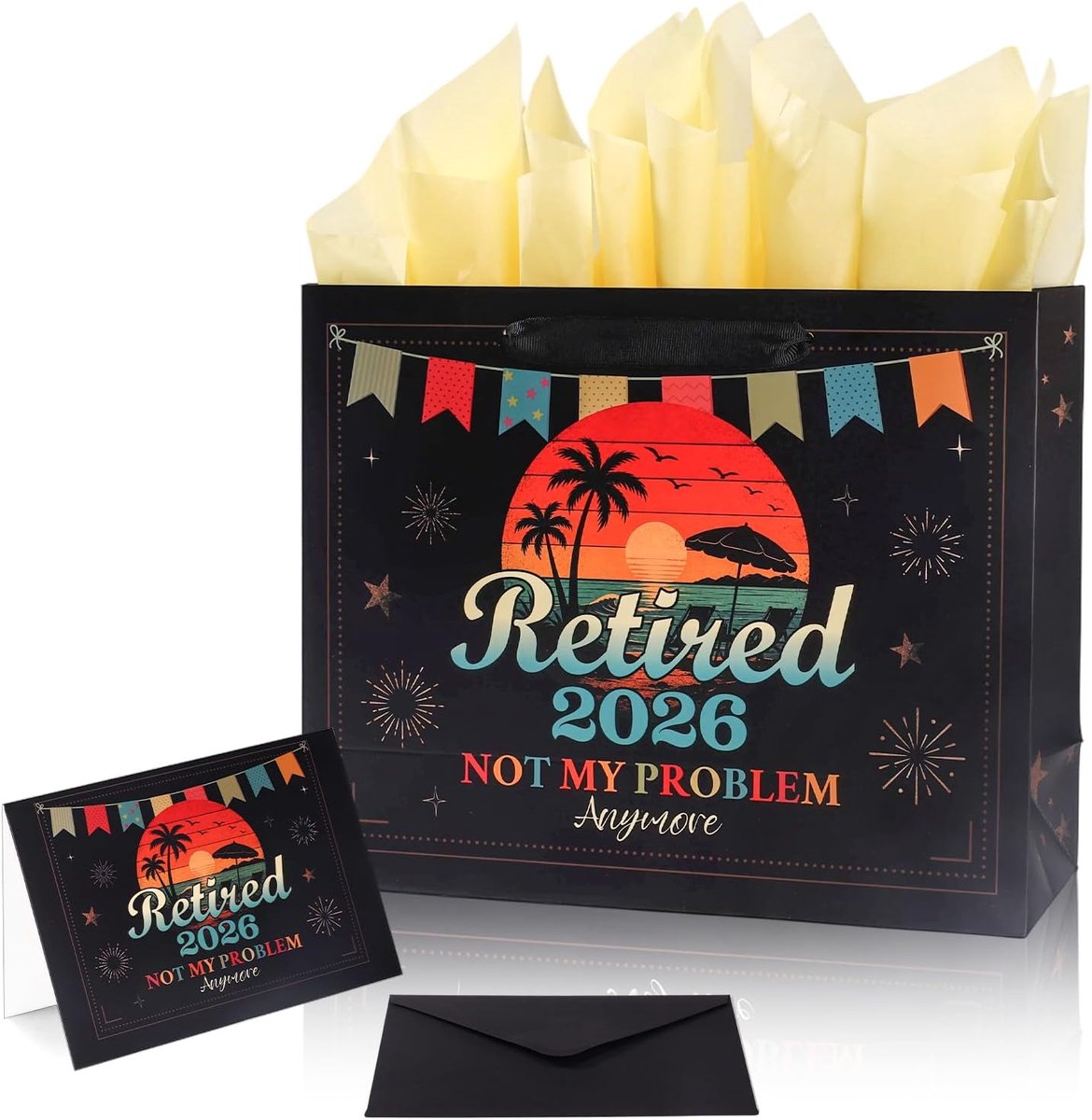 2026 Pensioen Cadeauzak Set, Papier Cadeauzak Set Pensioen Cadeau