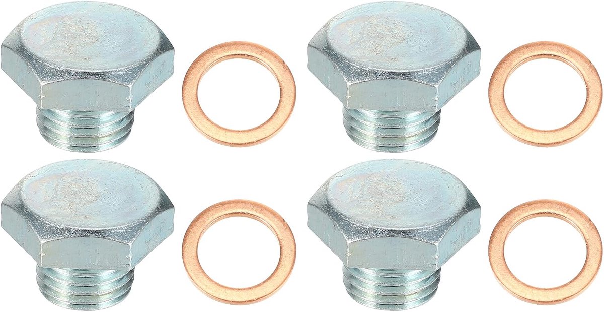 4 Set M14x1.5 Car Engine Oil Drain Plug with Washer 94027565 for Buick Encore 2013-2019 Steel Silver Tone