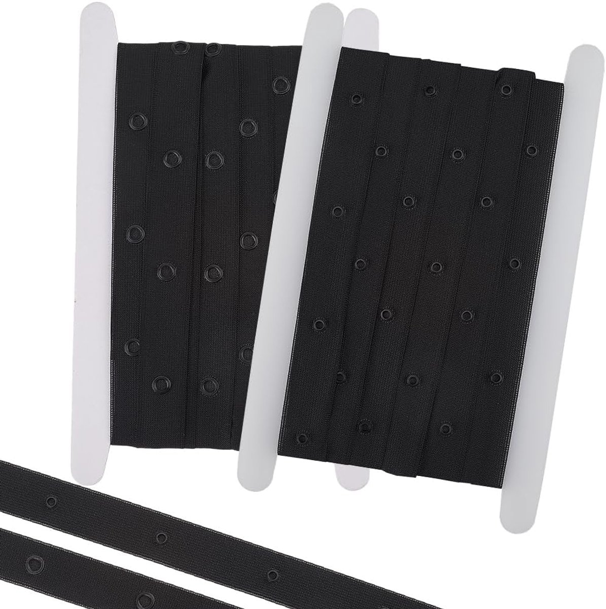 4,57M Zwarte Polyester Drukknoopriemen Ronde Oogjesring Kunststof Oogsluiting Vintage Retro Vervangingstape Groothandel Zachte Korrel Vervanging Band voor Naaien V-productie