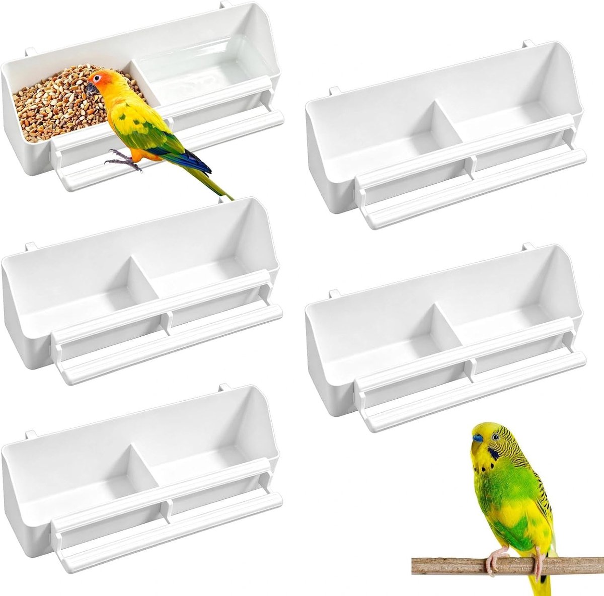 5 stuks vogels kunststof voederbak vogelkooi accessoires
