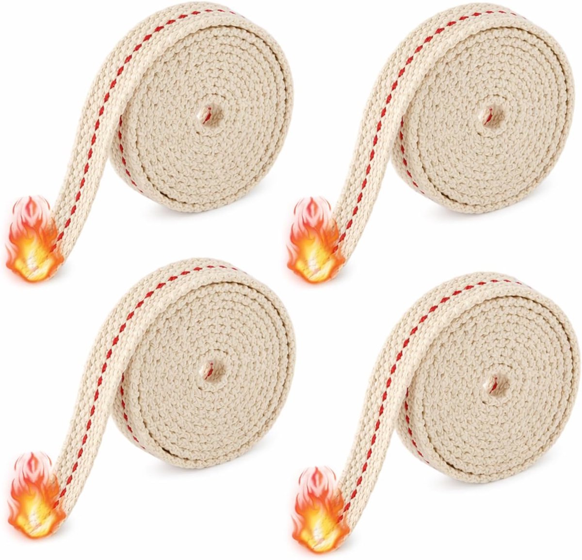 4 rollen lont voor olielampen, 13 mm katoenen platte lont, 4 m