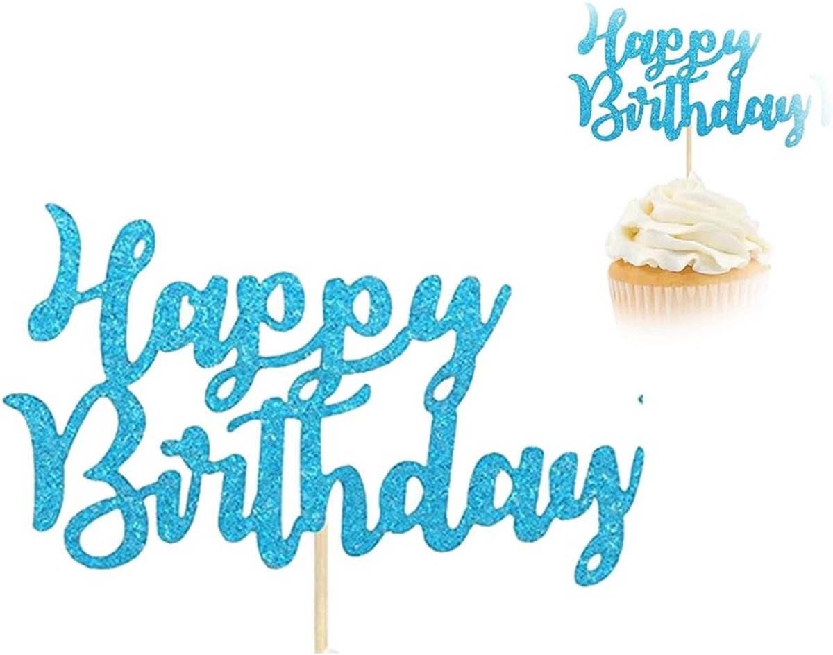 10 stuks cupcake-toppers met de boodschap "Happy Birthday". Kan worden gebruikt voor taartdecoratie, verjaardagsfeesten enz.