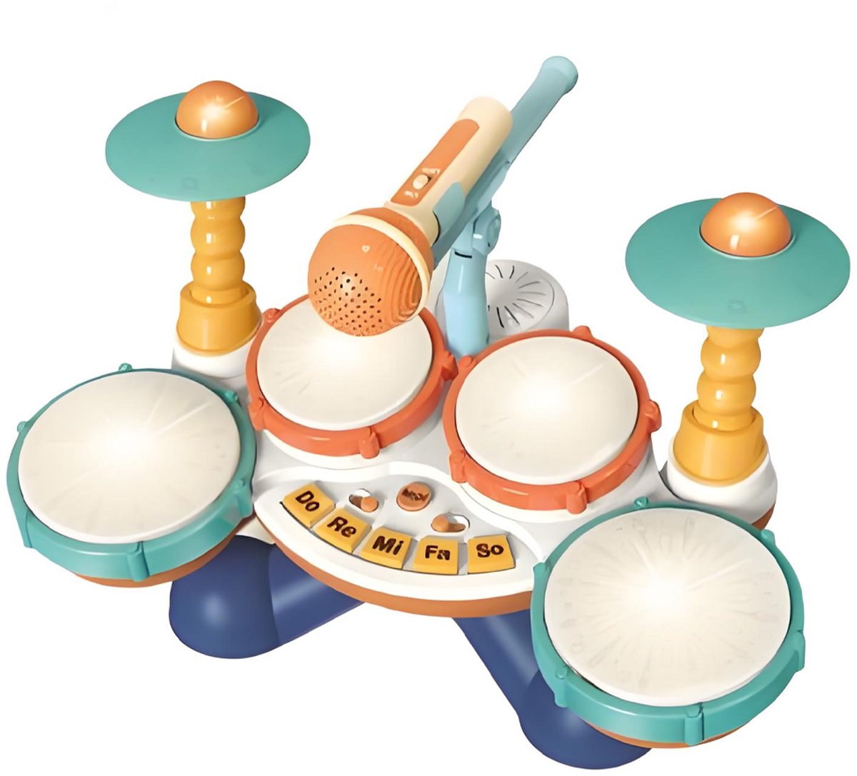 Interactief Baby Drumstel & Muziekinstrument - 3-in-1 Speelgoed met Piano, Microfoon en Licht & Geluid - Educatief Muziek Speelgoed voor Peuter - Verjaardag Cadeau voor Jongens & Meisjes 1 Jaar+