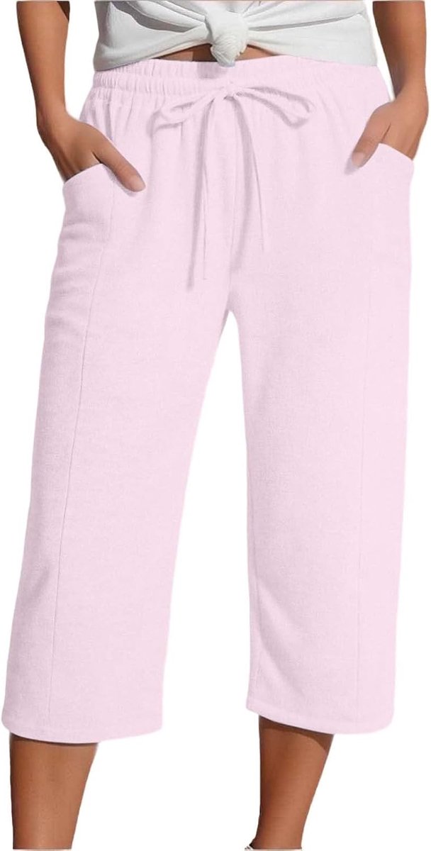 Damesbroek met hoge taille, chic, comfortabel, casual, breed, elegant, zomer, vloeiend, licht, kantoor, mode, vintage, los, recht, A2