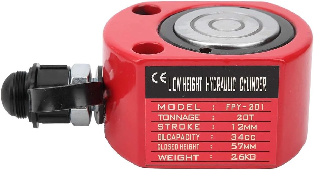 Idraulico, 20T hydraulische krik, hefhoogte 30 mm, eigen hoogte 57 mm, hydraulische cilinder voor machinebouw, gebouwen en bruggen (DFPY-20T)