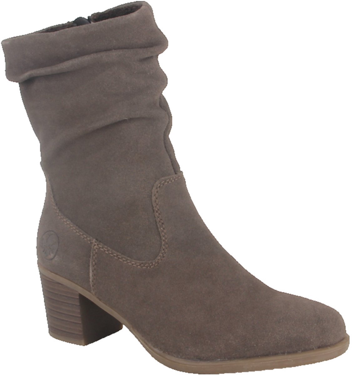 Rieker art. Y2054-45 taupe suede kuitlaars met rits.