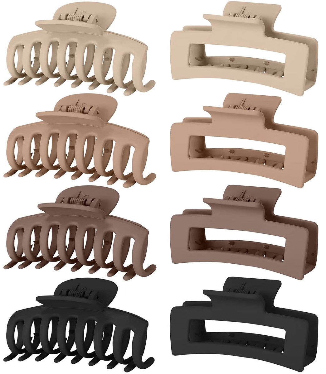 MONTKIARA Grote Haarklemmen – 8 Stuks – Hair Claw Clips Pattern E – Stevige Haarclips voor Dik, Lang & Krullend Haar – Dames Haaraccessoires