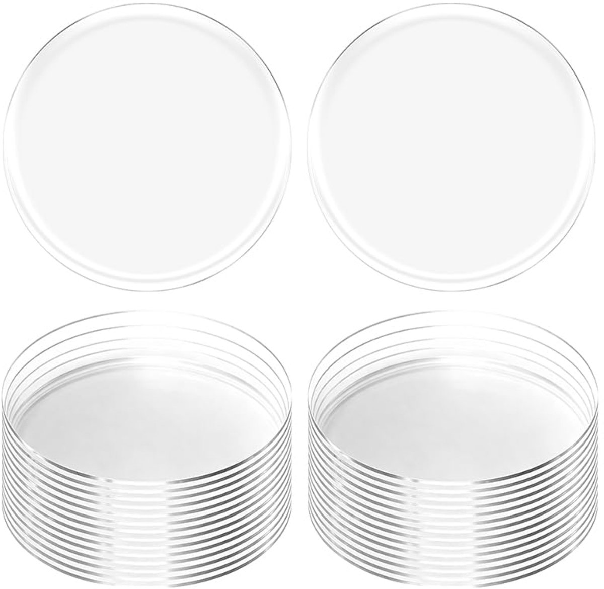 Set van 30 ronde acrylschijven, transparant, 50 mm, acrylhouders, in een set voor schilderen, knutselen en decoreren - ShopVlot