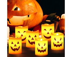 Shinybox Pumpkin LED Light Set - 6 Pieces Halloween Lights - Battery Powered Lantern for Decorative Garden Decoration - ShopVlot