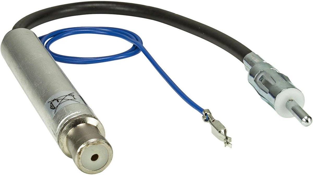Antenne adapter met phantom power - ISO aansluiting naar DIN - geschikt voor Audi, Seat, Skoda, VW tot 2005 - ShopVlot