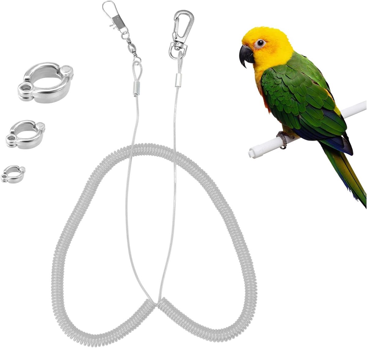 Parrot trekkoord 5M - elastische hondenharnas - ideaal voor buitentraining - Agapornis (Zilver) - ShopVlot