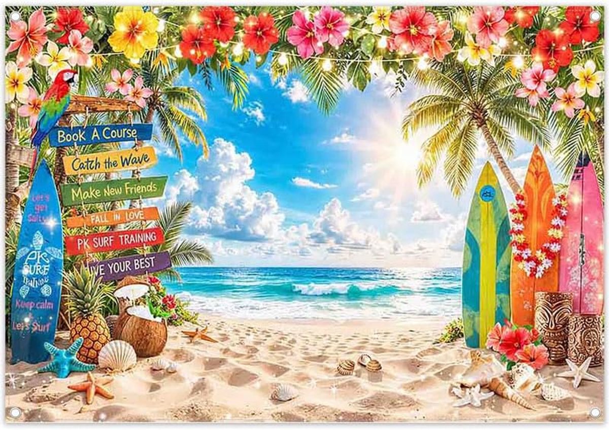 Luminora 2,1x1,5 m Zomer Hawaii Strand Tropische Zon Palmbomen Achtergrond - ShopVlot