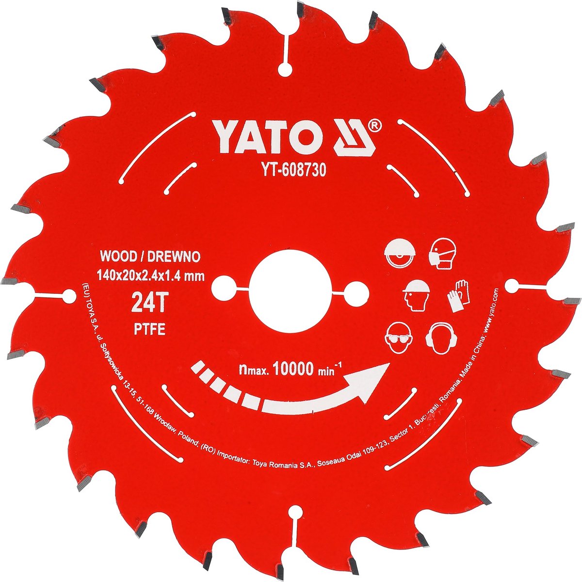 YATO YT-608730 TCT Cirkelzaagblad voor Hout - Ø 140 x 20 mm - 24T - PTFE Coated - Voor Hout & Plaatmateriaal