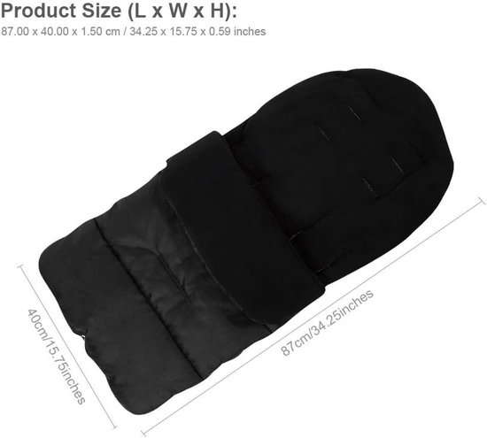 1 Stuk - Slaapzak/voetenzak voor kinderwagen - Universele wintervoetenzak - Zachte, waterdichte voetenzak voor baby's - Warm & winddicht - Zwart — afbeelding 2