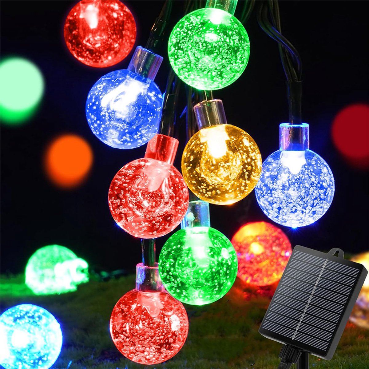 Solar Lichtsnoer - Kerstverlichting - Gekleurde Feestverlichting - 100 LED - 12 meter - Lichtsnoer Buiten - Sfeerverlichting - IP65 Weerbestendig - Gekleurde Tuinverlichting - Lichtslinger - LED Lampjes Slinger - Solar Tuinverlichting