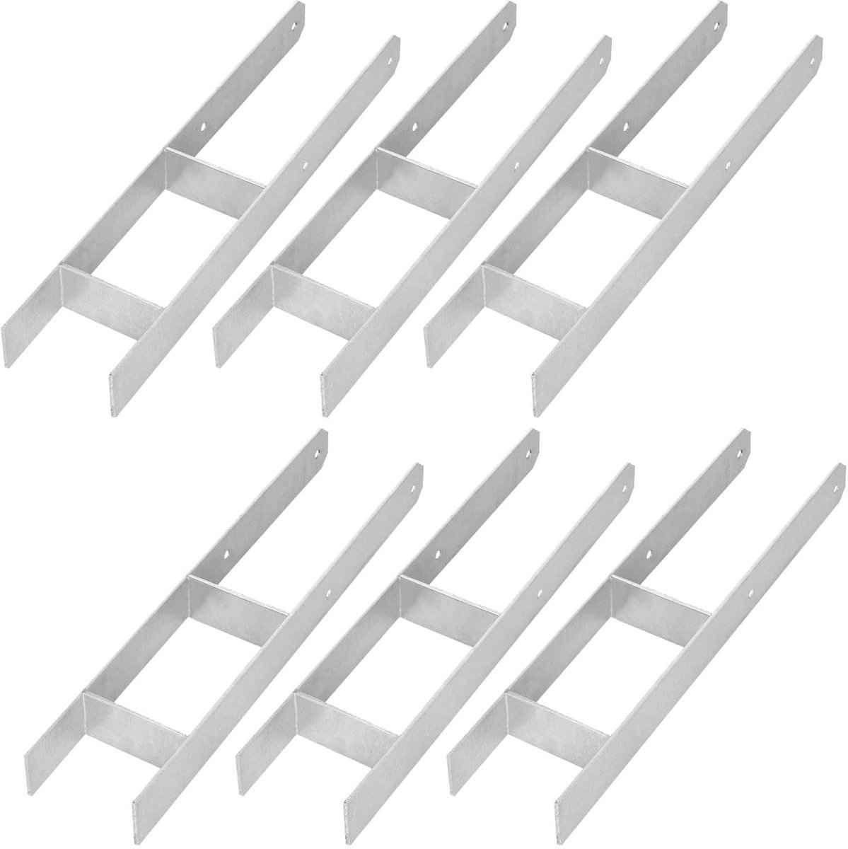 KOTARBAU® H Instortanker - Paalhouder in Beton Storten 120 x 600 mm 6 Stuks - Betonanker voor Houten Palen - Paaldrager Beton - Kolomvoet Beton - Thermisch Verzinkte Paalhouder