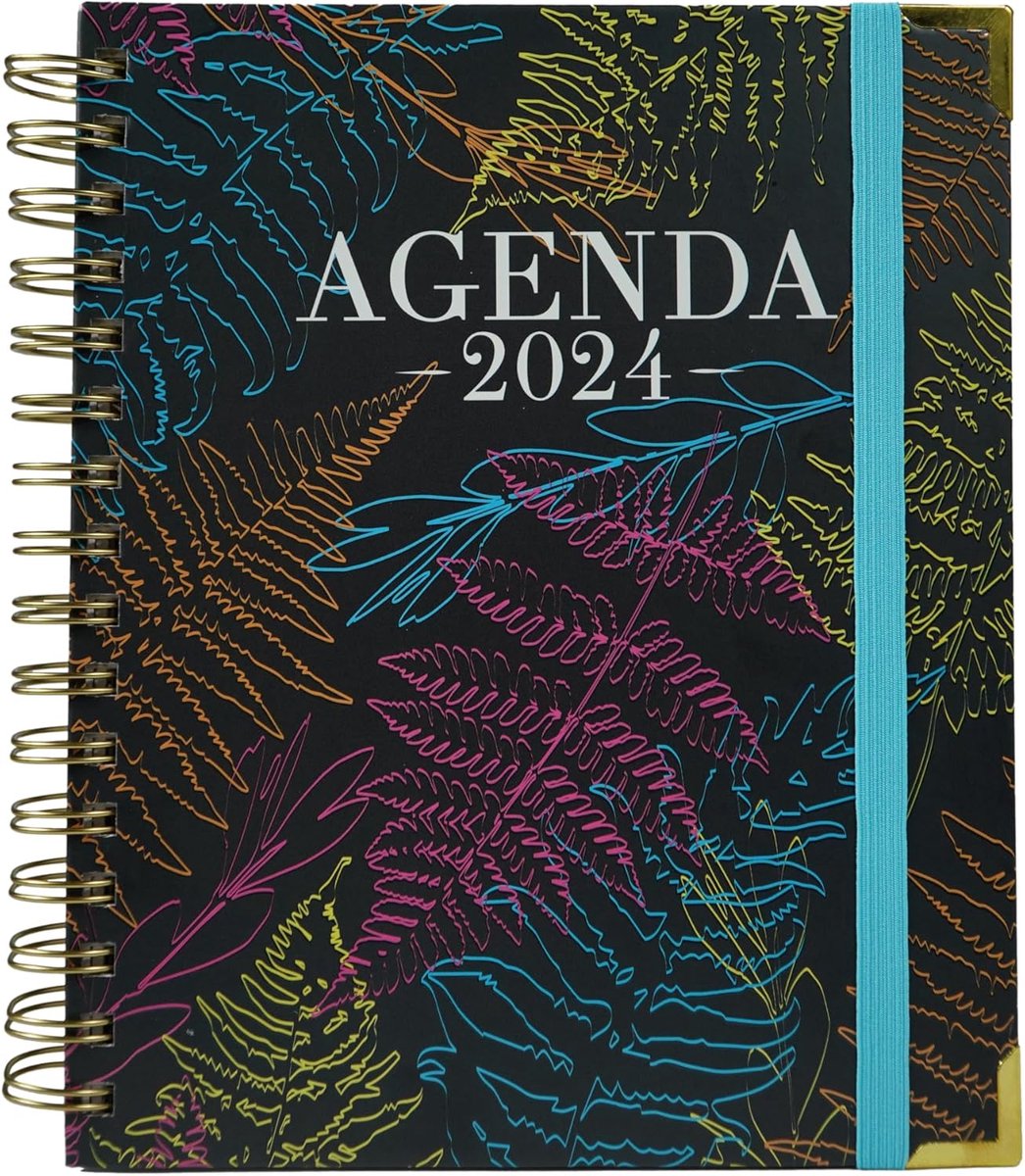 SnelShoppen - School Agenda 2024 - Dagelijkse Planner voor Leraren en Studenten - Zwart - 2x18x21.5 cm - Inclusief Maand- en Jaaroverzicht