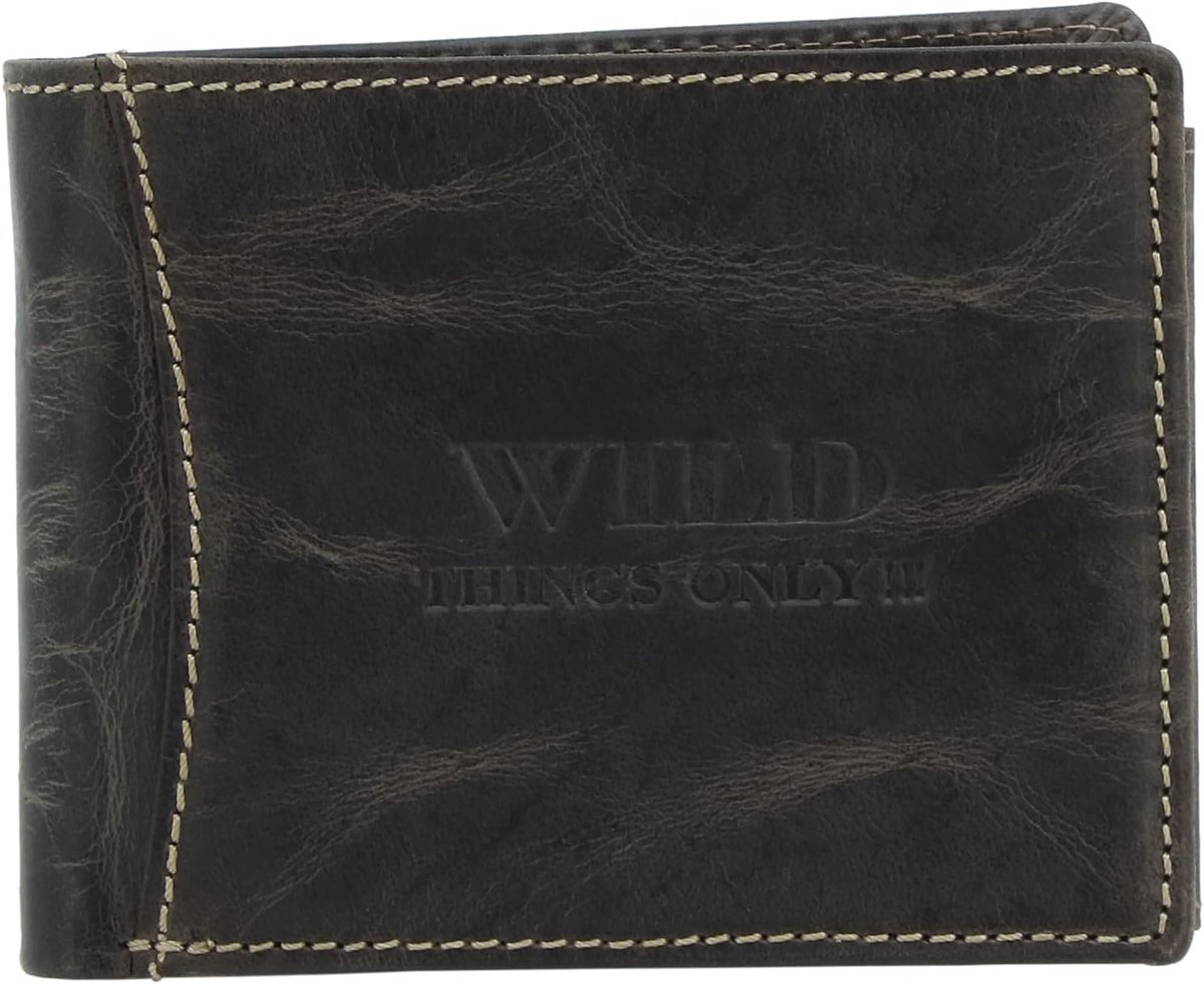 Men's Wallet Genuine Leather Wallet Antique used appearance Large many pockets, Brown - ShopVlot