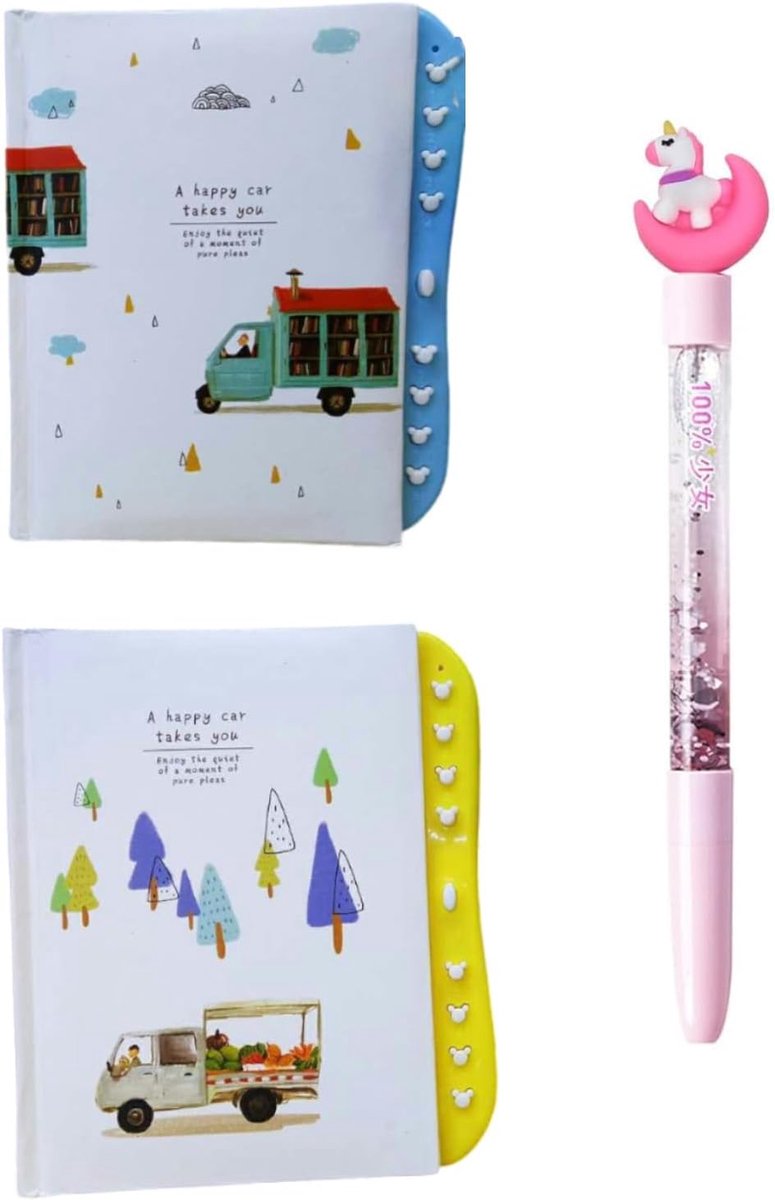 2 pieces diary with lock for girls and women, teenagers, with password lock, travel journal, office, notepad, comes - ShopVlot