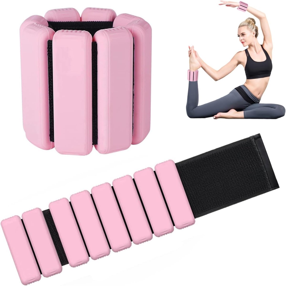 2 verstelbare gewichten voor enkels en pols, siliconen armbanden voor vrouwen en mannen, weerstandsgewichten voor training, hardlopen, yoga, fitnessstudio, krachttraining