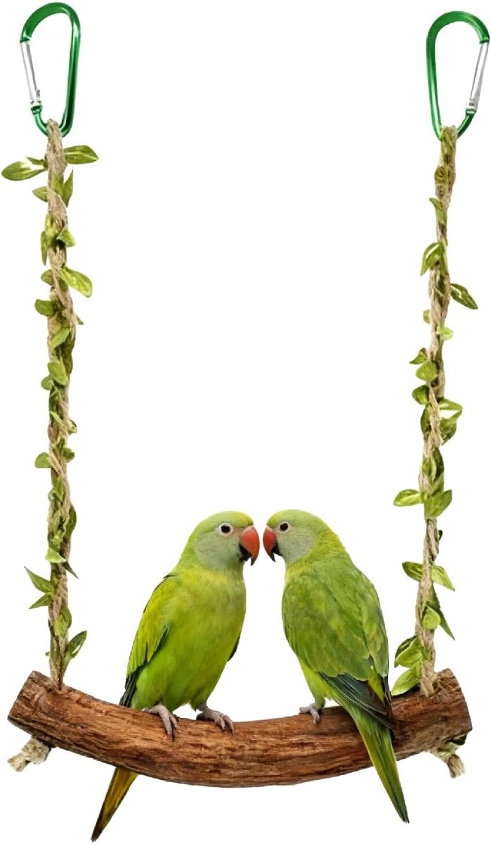 Speelgoed, schommel natuurlijk hout zitstokken vogelkooi, vogelkooi, accessoires, papegaaien, kanarie, valkparkiet, natuurlijk activiteitsspeelgoed, vogelschommel voor kleine, middelgrote