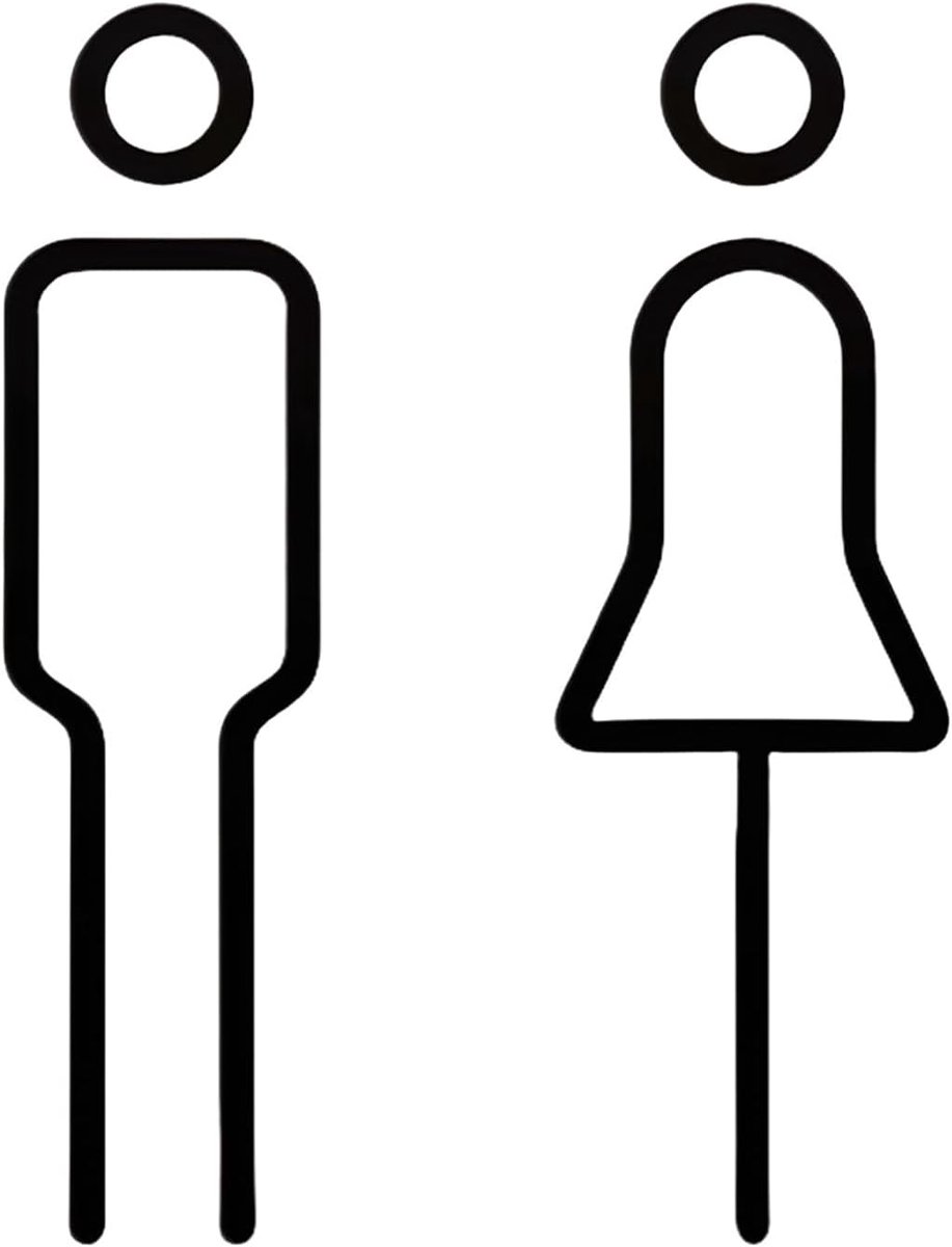 Badbordje voor mannen en vrouwen, zelfklevend, modern wc-bord van acryl, 18 x 5,7 cm, voor hotel, restaurant, kantoor, openbare ruimte, minimalistisch design