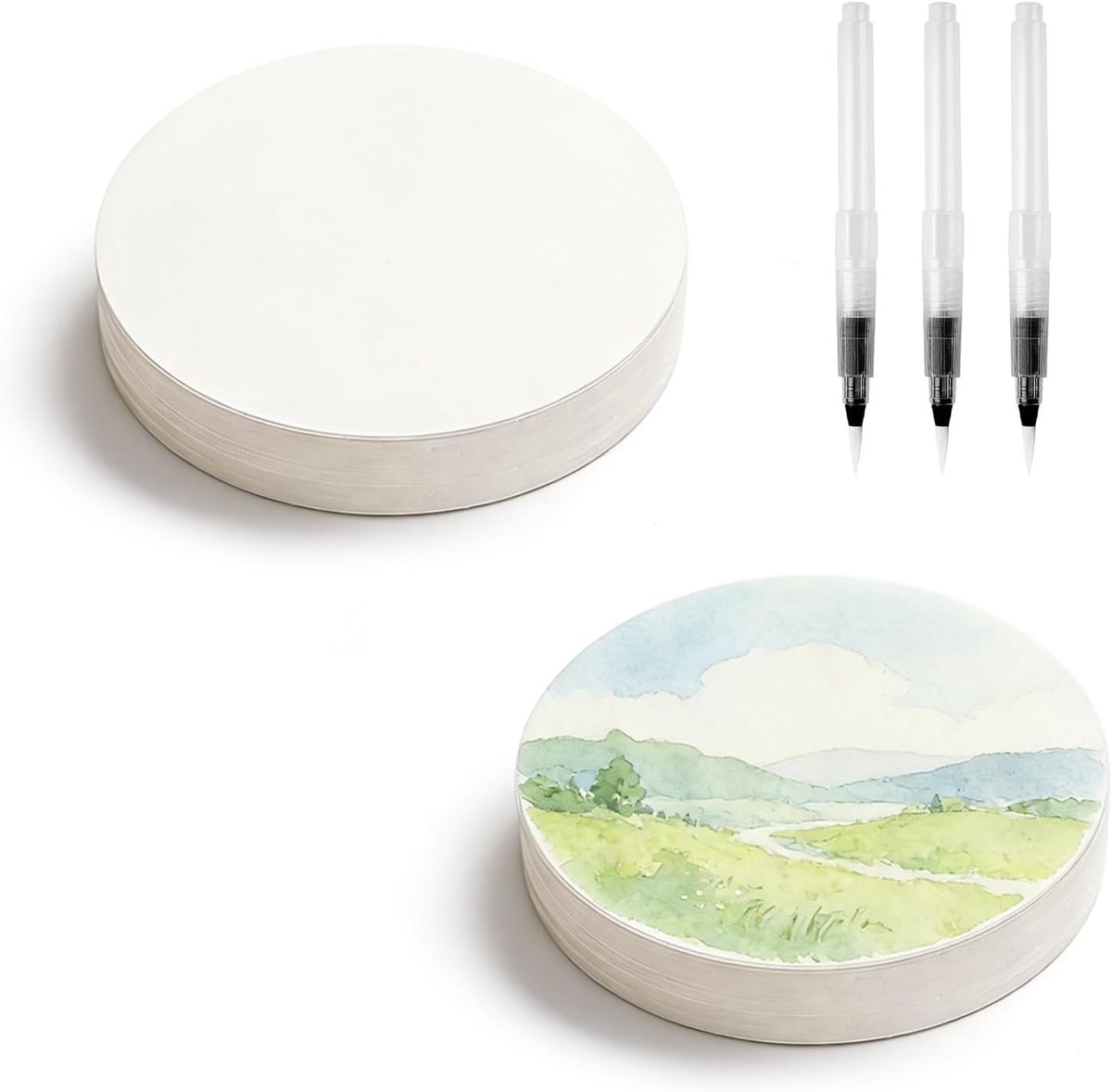 Aquarelpapier 12 cm aquarelblok 300 g/m² naturelwit rond aquarelpapier dik aquarelkaart blanco tekenpapier voor tekenen ansichtkaarten wenskaarten