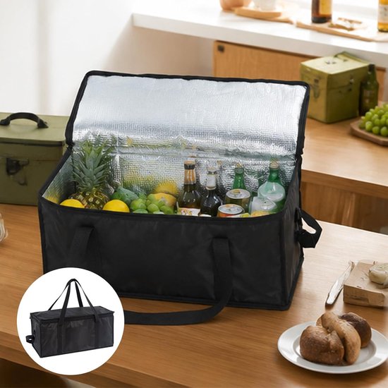 Koeltas, 37 liter, groot, opvouwbaar, picknicktas, snacktas, isotas, picknick, grote picknicktas, thermotas, stof, thermotas voor picknick, outdoor, reizen, camping, draagbaar, herbruikbaar — afbeelding 4