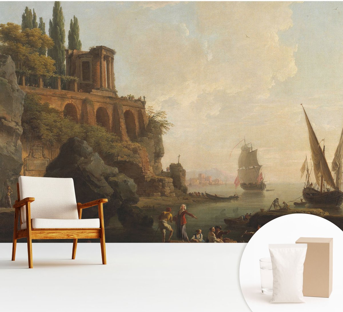 Wallfluent Fotobehang - Bruin Vliesbehang - 312x219 cm - Zeegezicht Muurschildering - Slaapkamer behang Landschappen - Fotobehang Vlies - Slaapkamer behang