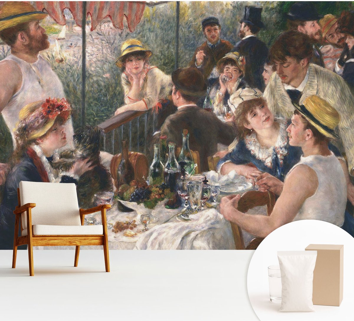 Wallfluent Fotobehang - Bruin Vliesbehang - 312x219 cm - Zomerfeest Fotobehang Vlies - Woonkamer behang Mensen - Muurschildering - Hal behang
