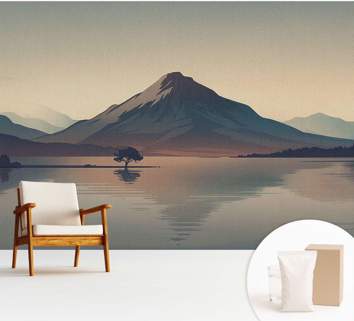 Wallfluent Fotobehang - Grijs Vliesbehang - 312x219 cm - Berglandschap Muurschildering - Gang behang Landschappen - Fotobehang Vlies - Slaapkamer behang