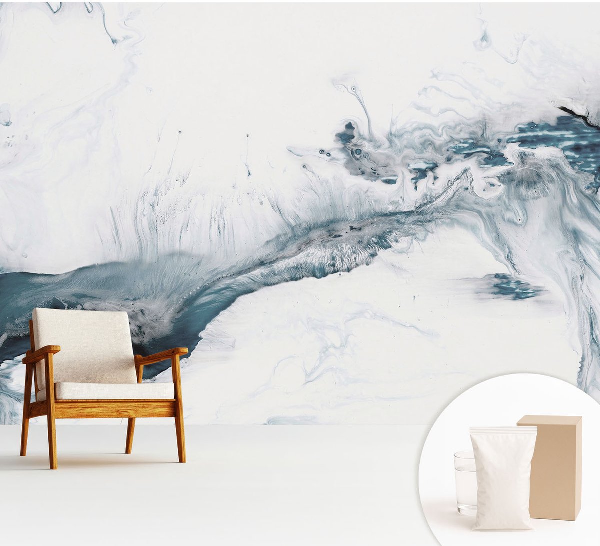 Wallfluent Fotobehang - Wit Vliesbehang - 312x219 cm - Abstracte Elegantie Muurschildering - Gang behang Abstractie - Fotobehang Vlies - Slaapkamer behang