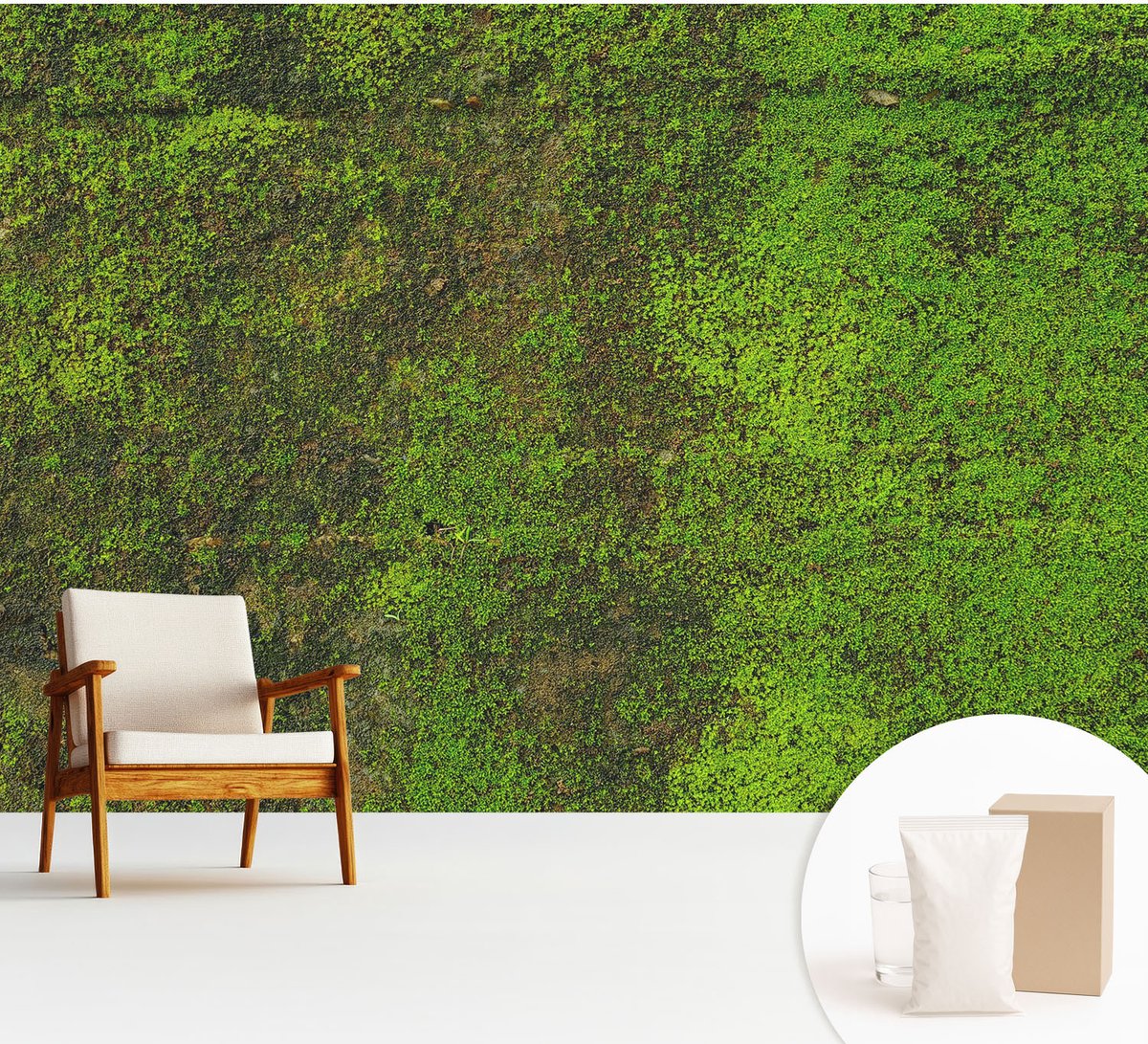 Wallfluent Fotobehang - Groente Vliesbehang - 312x219 cm - Groene Loper Muurschildering - Slaapkamer behang Texturen - Fotobehang Vlies - Gang behang