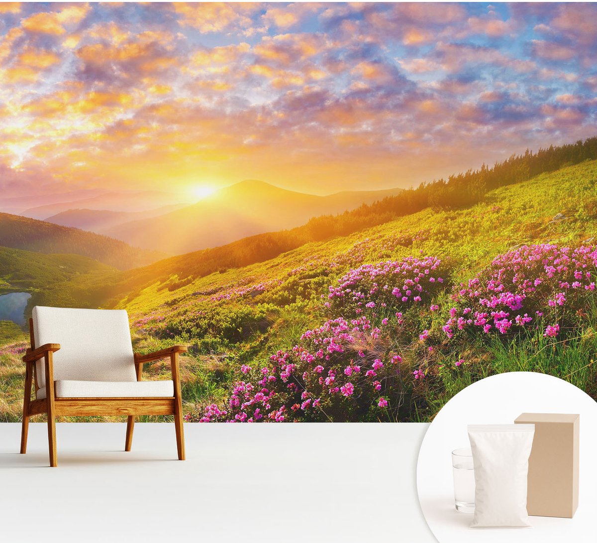 Wallfluent Fotobehang - Groente Vliesbehang - 312x219 cm - Bergwesten Muurschildering - Slaapkamer behang Landschappen - Fotobehang Vlies - Slaapkamer behang