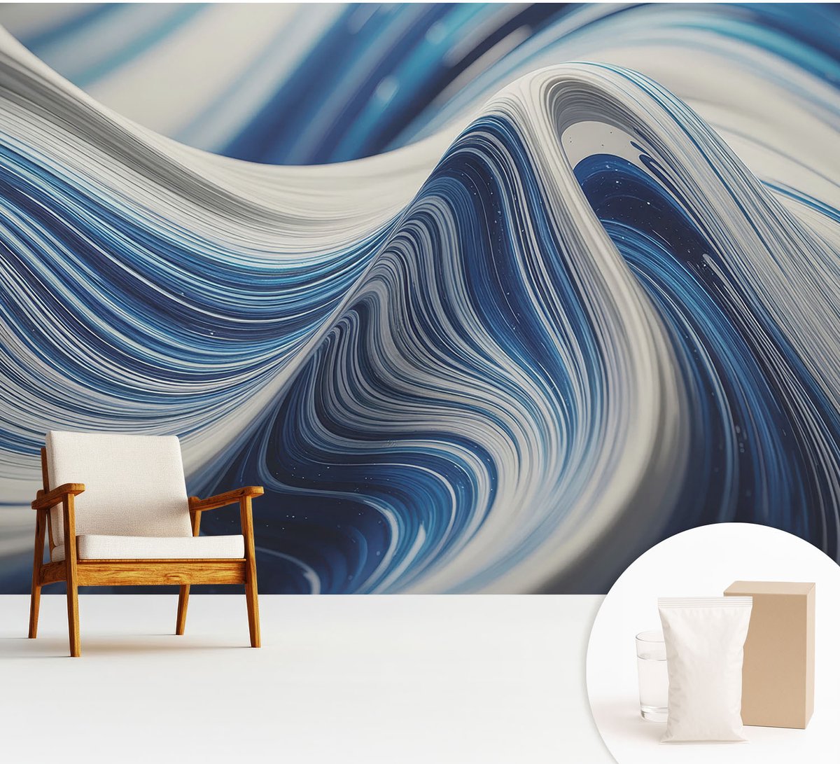 Wallfluent Fotobehang - Wit Vliesbehang - 312x219 cm - Harmonieuze Abstractie Fotobehang Vlies - Woonkamer behang Abstractie - Muurschildering - Hal behang