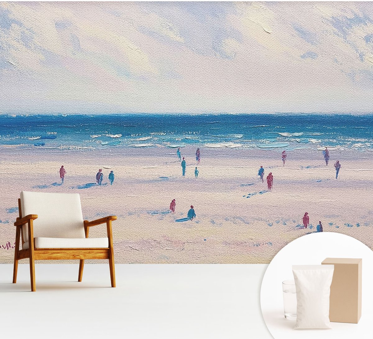 Wallfluent Fotobehang - Wit Vliesbehang - 312x219 cm - Zeegezicht Fotobehang Vlies - Hal behang Landschappen - Muurschildering - Woonkamer behang