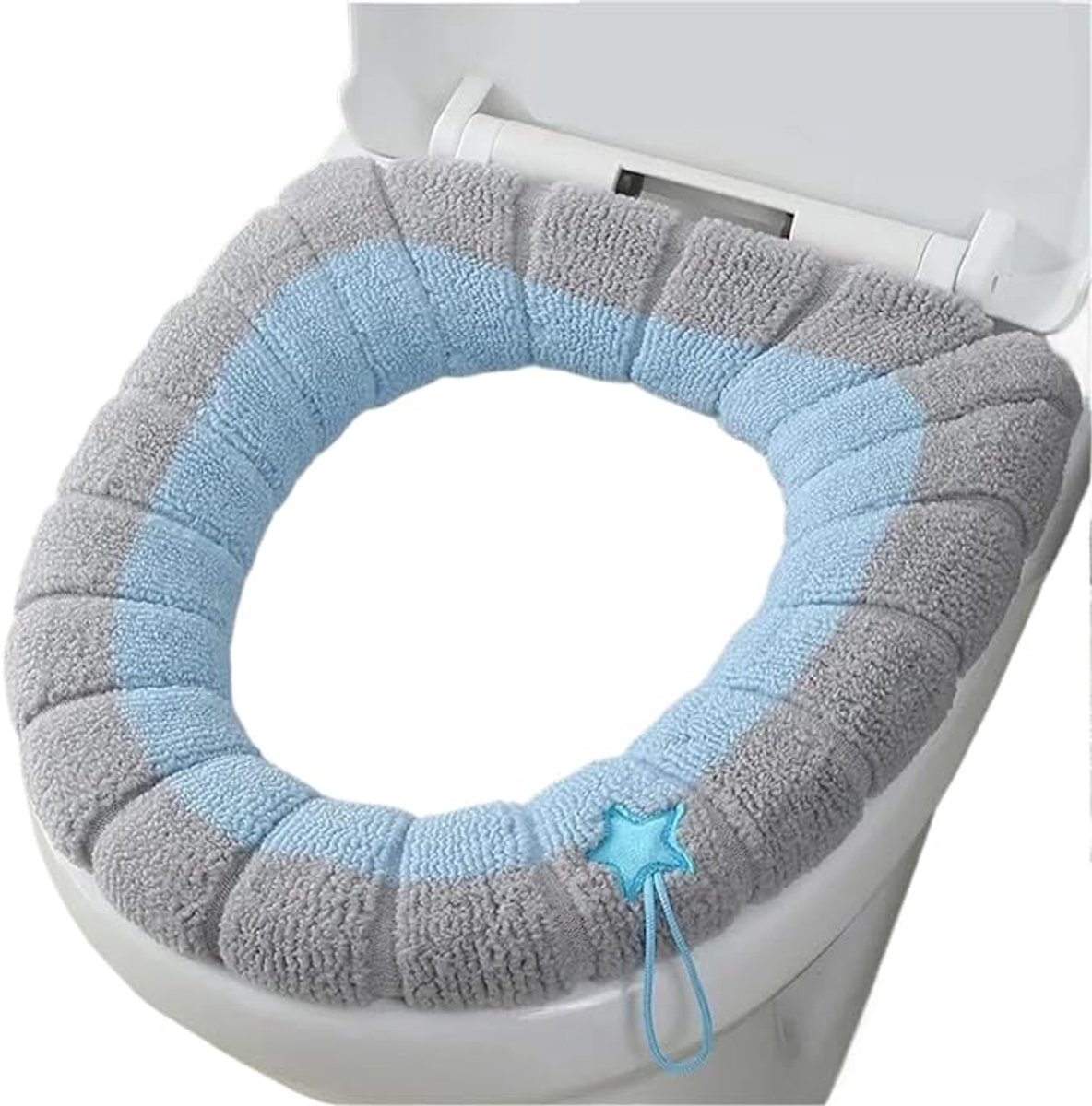 Toiletbrilhoes - Toiletbril Cover - WC Bril Cover - Warme Toiletbril hoes - - Herbruikbare WC-Brilhoesje - Wasbaar - Machinewasbaar - Pluche - Zacht - 36 × 44 cm - Geschikt voor gezinsbadkamers - Blauw