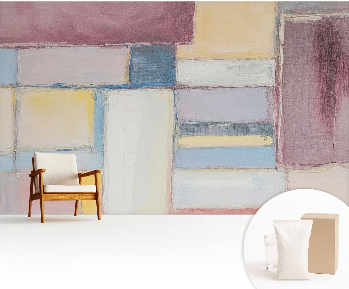 Wallfluent Fotobehang - Roze Vliesbehang - 416x254 cm - Geometrische Vormen Fotobehang Vlies - Woonkamer behang Deel - Muurschildering - Woonkamer behang