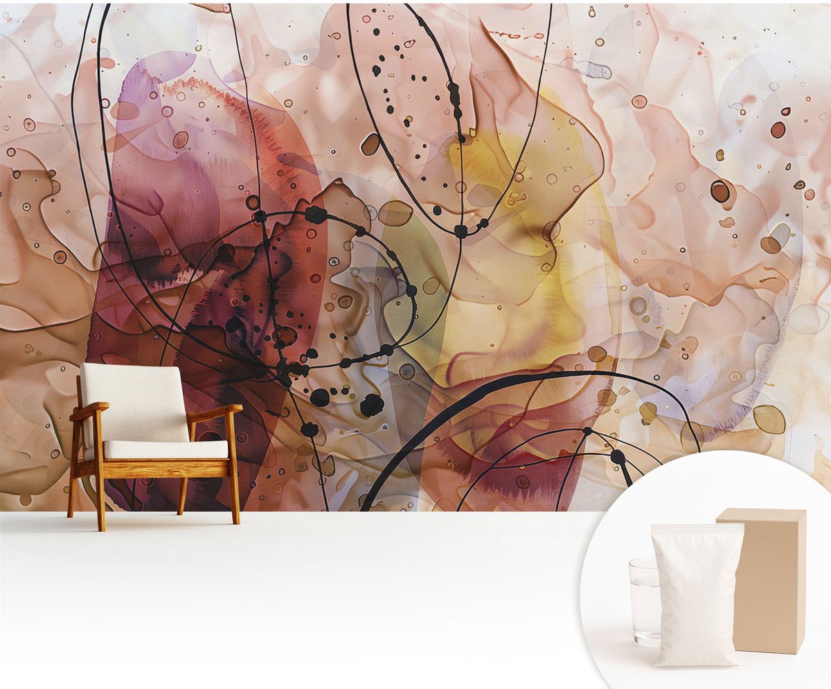 Wallfluent Fotobehang - Bruin Vliesbehang - 416x254 cm - Abstracte Harmonie Muurschildering - Gang behang Abstractie - Fotobehang Vlies - Gang behang