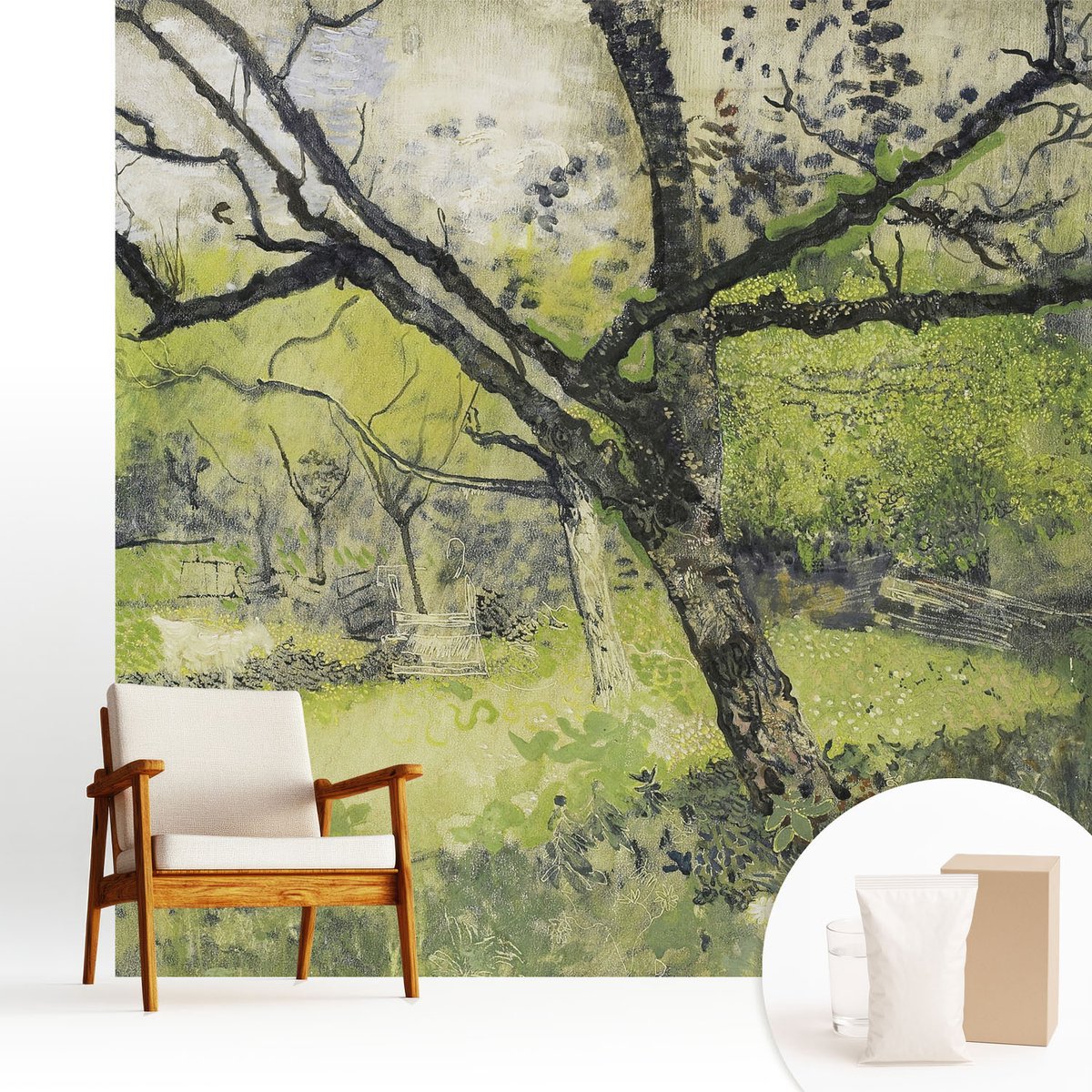 Wallfluent Fotobehang - Groente Vliesbehang - 250x250 cm - Lentepark Fotobehang Vlies - Woonkamer behang Landschappen - Muurschildering - Hal behang