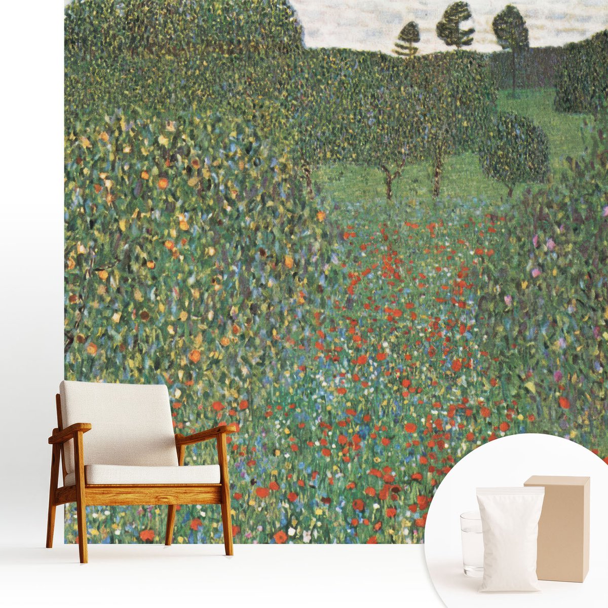 Wallfluent Fotobehang - Groente Vliesbehang - 250x250 cm - Bloemenweide Muurschildering - Slaapkamer behang Bloemen En Planten - Fotobehang Vlies - Slaapkamer behang