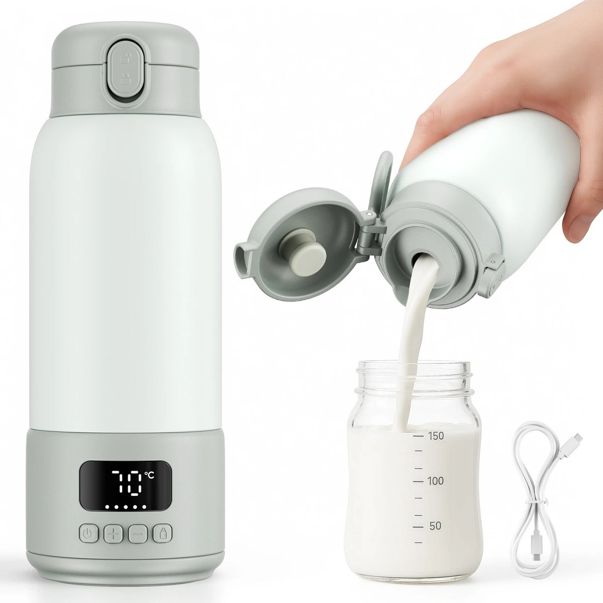 Seth Select Draagbare Melkverwarmer – USB Waterverwarmer 500 ml – Draadloos met Ingebouwde Batterij – Snelle Verwarming – Groen