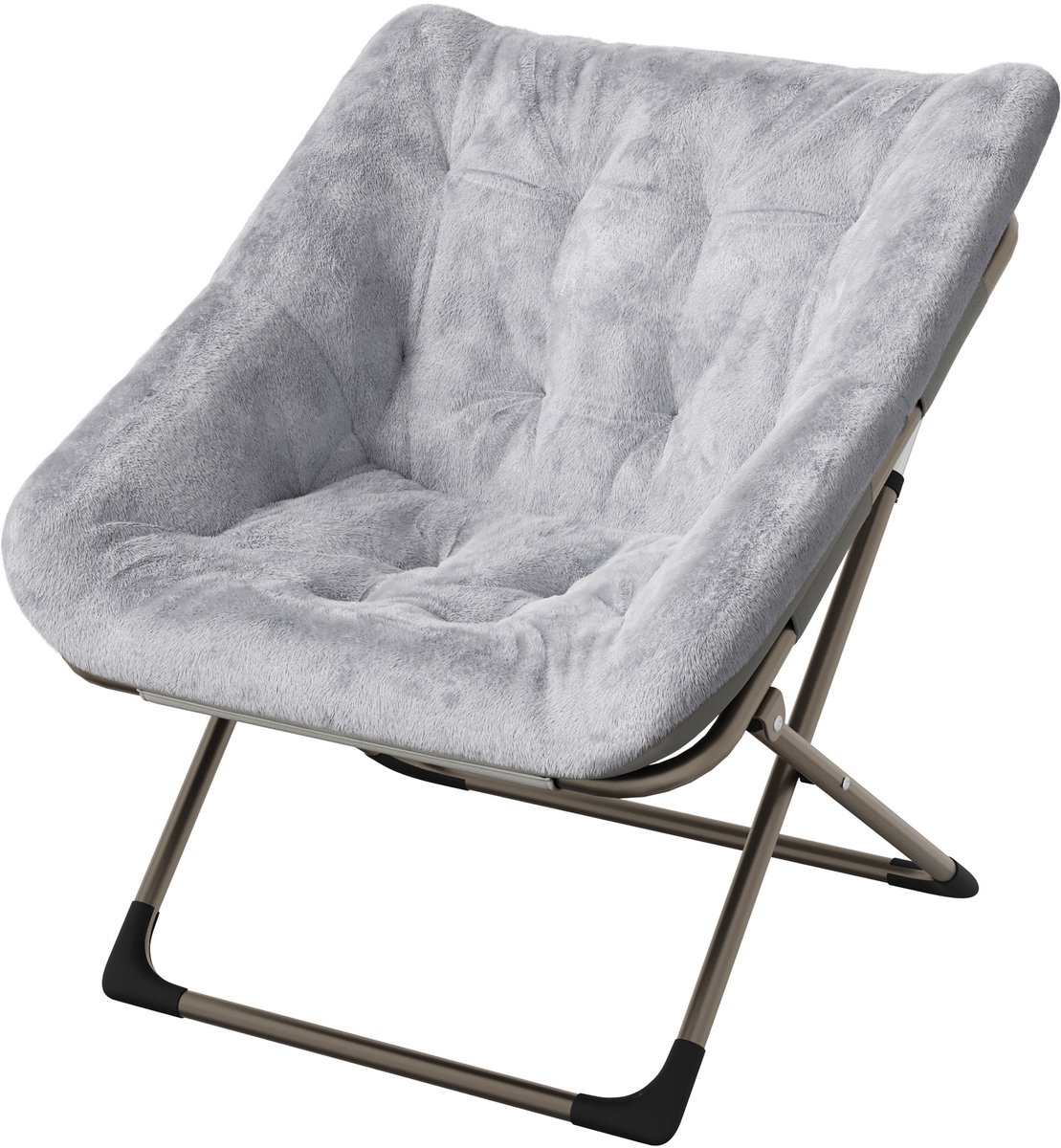 Loungestoel Rond Opvouwbaar - Zachte Fluweel Bekleding - Sterk Metalen Frame 136 kg - voor Woonkamer Slaapkamer of Balkon - Grijs
