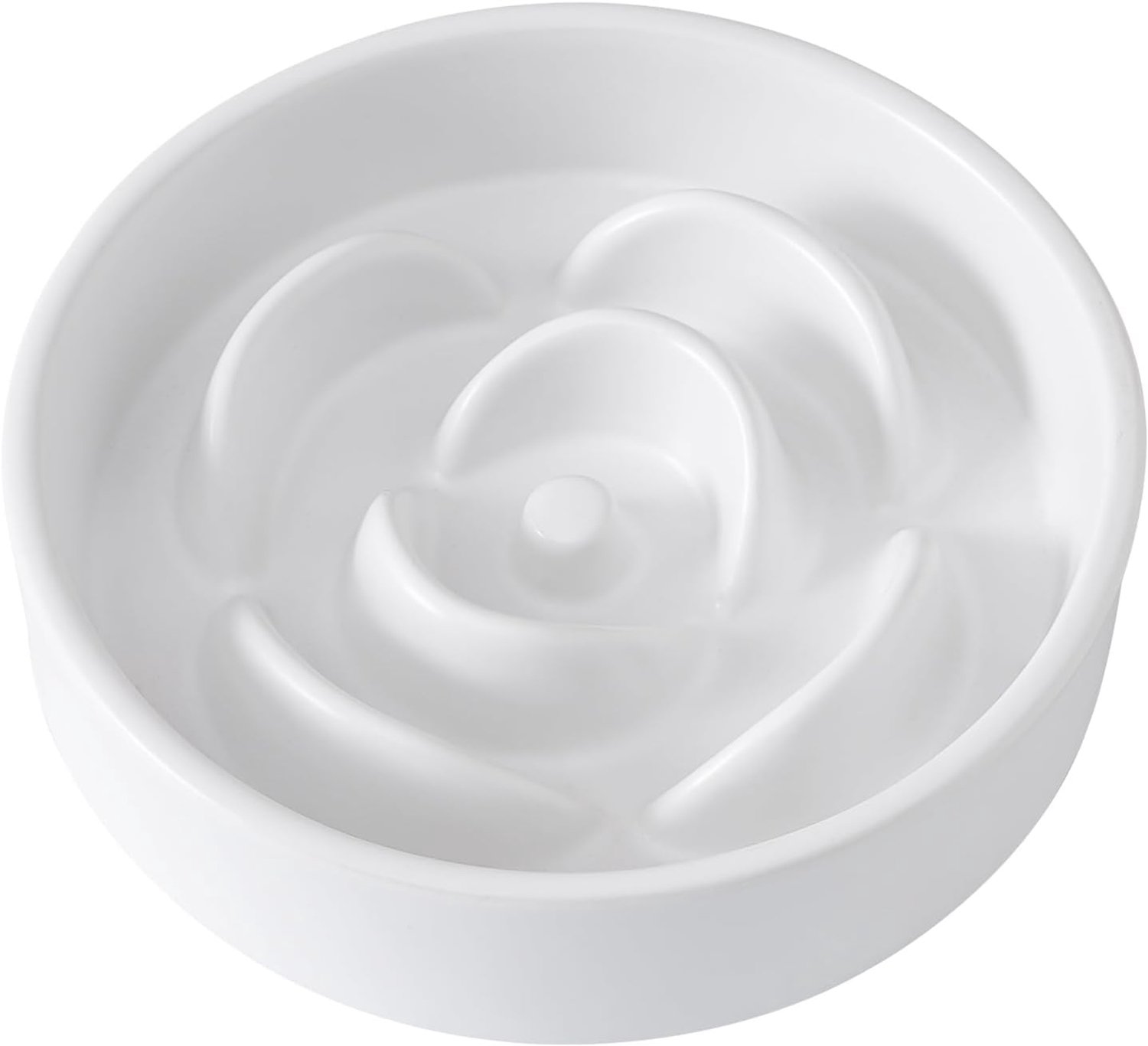 Keramische Slow Feeding Dog Bowl-Petal Shape Moderne Hondenvoerbak Geschikt Voor Katten En Kleine Honden, Kan Het Eten Vertragen, Slikken Voorkomen, Kan Worden Schoongemaakt In De Vaatwasser, Magnetron Verwarming, Wit