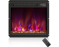 COSTWAY Elektrische open haard met verwarming, 1500 W, ingebouwde open haard met afstandsbediening,…