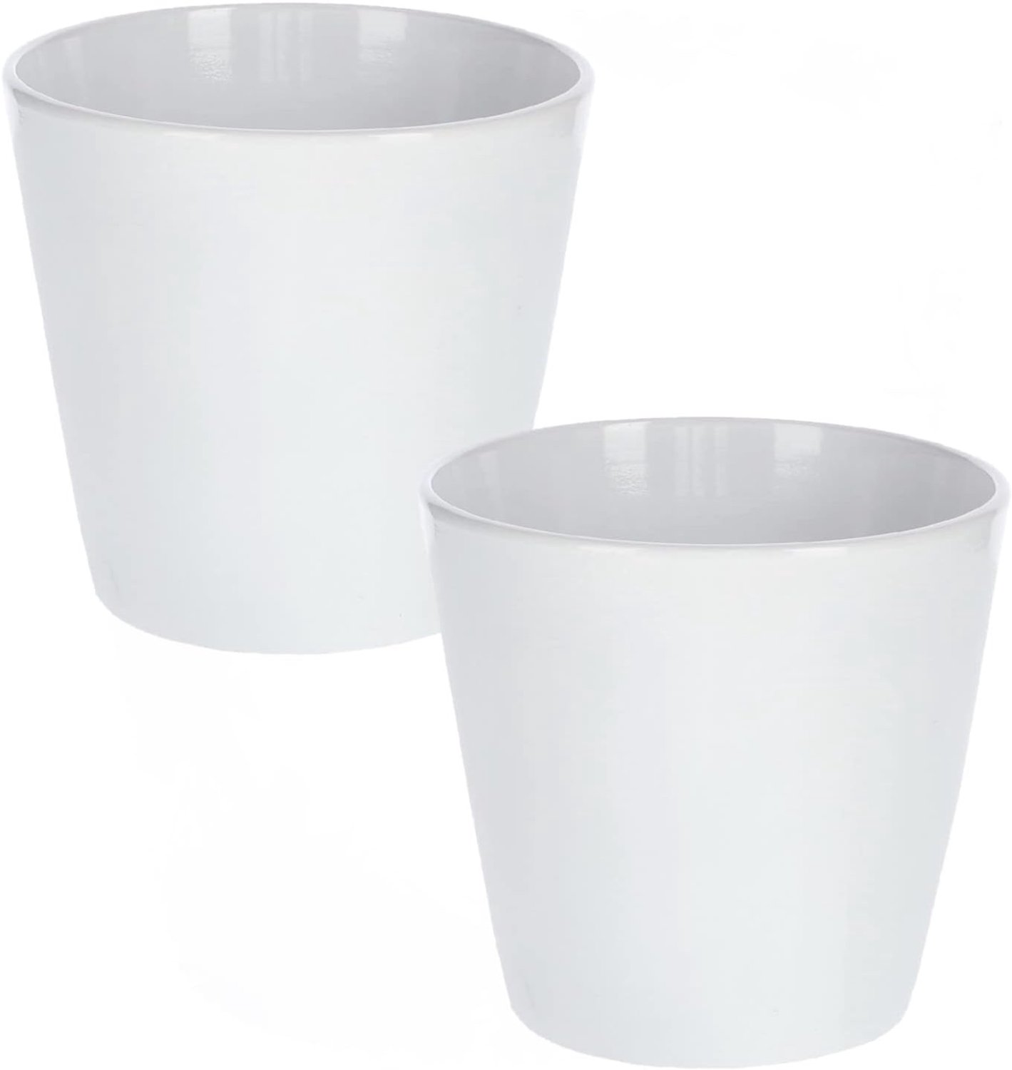 Set van 2 Keramische Bloempotten, Wit, Diameter 13 cm