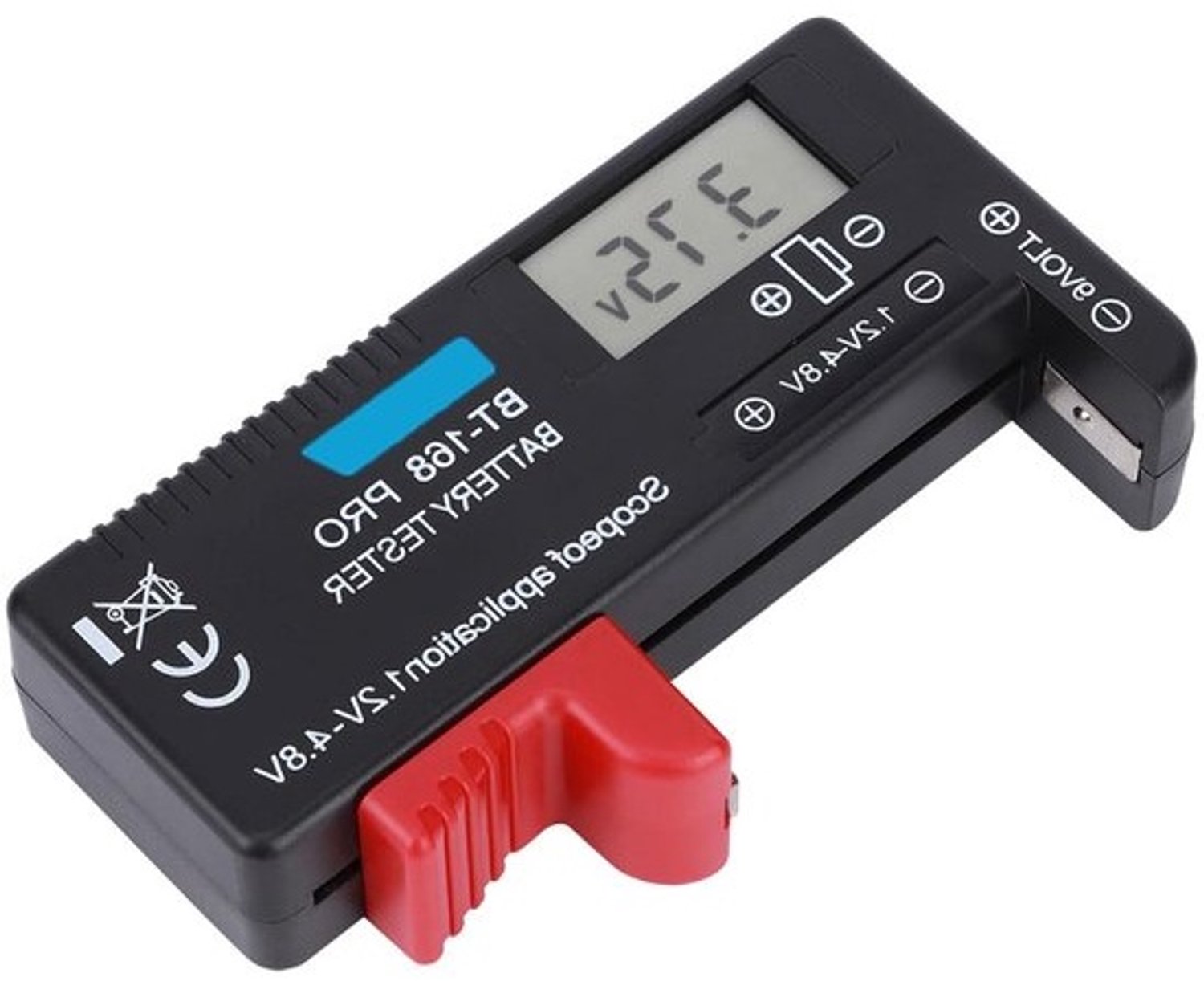 Digitale batterijtester - Batterijcapaciteit controleren - Batterijen testen - Compact en draagbaar ontwerp - 11 x 6 x 3 cm