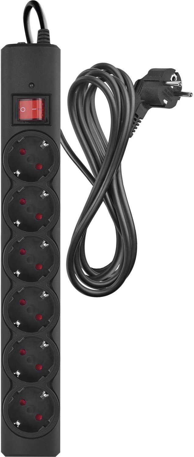EMOS Overspanningsbeveiliging – 6 stopcontacten, 3 m, zwart, P54219