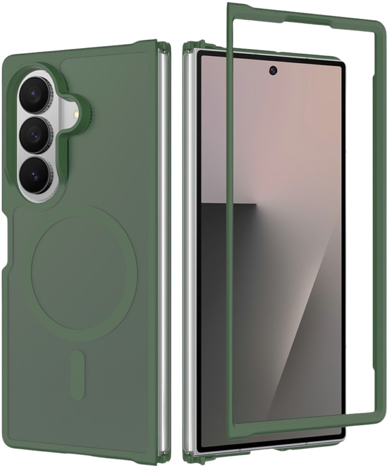 Casety Geschikt voor Samsung Galaxy Z Fold 8 Ultra backcover hoesje met magnetisch ondersteuning - Groen